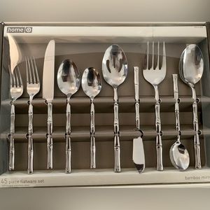 Target Home 45 Piece Flatware Set Bamboo Mirror 18/0 Forged Stainless Steel NIB